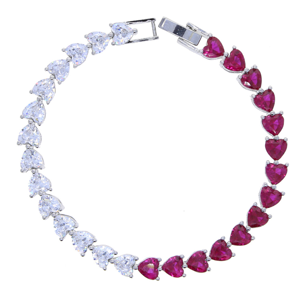 Pulseira Red Heart Tennis 5mm Prateado