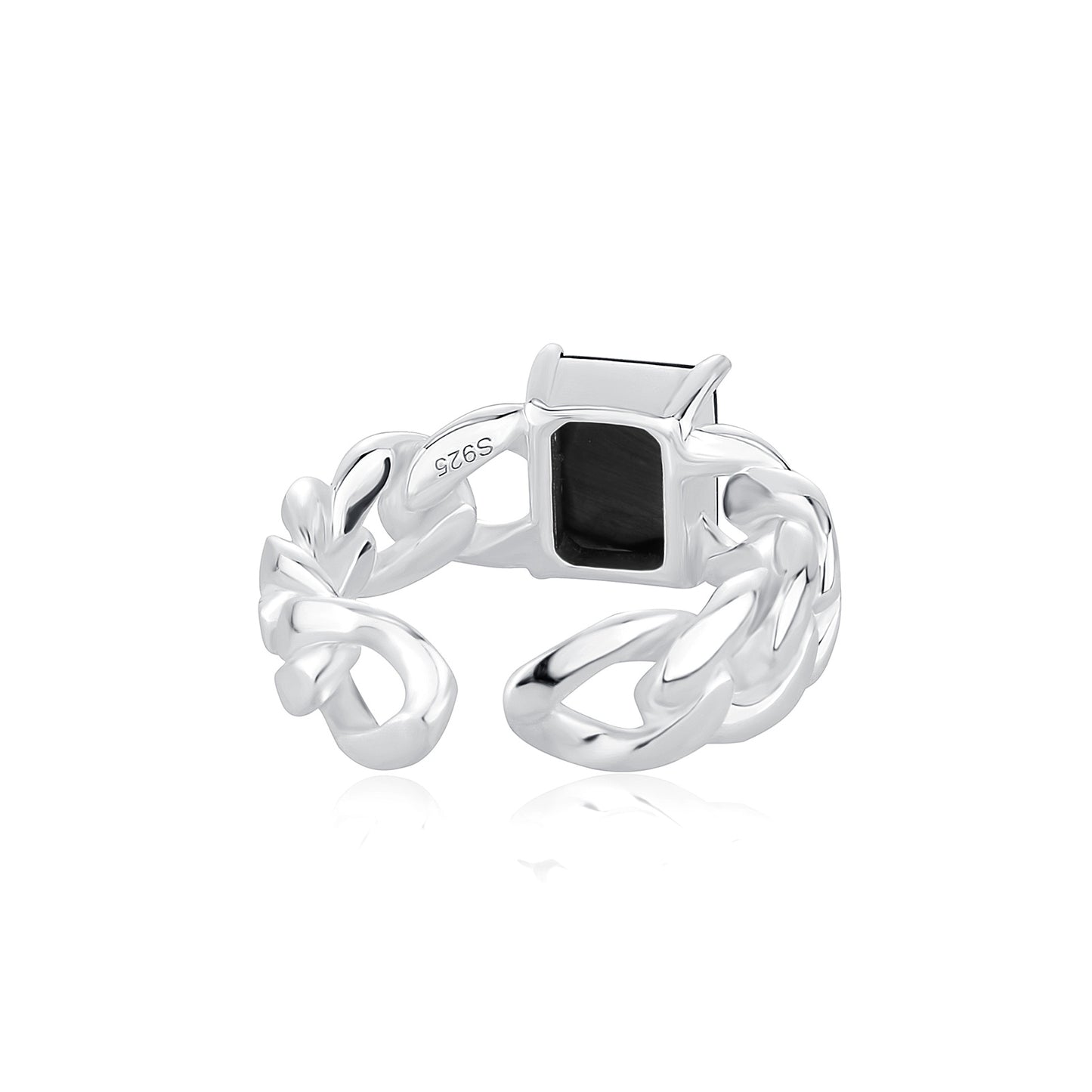 Anel Black Stone Cuban - Silver 925