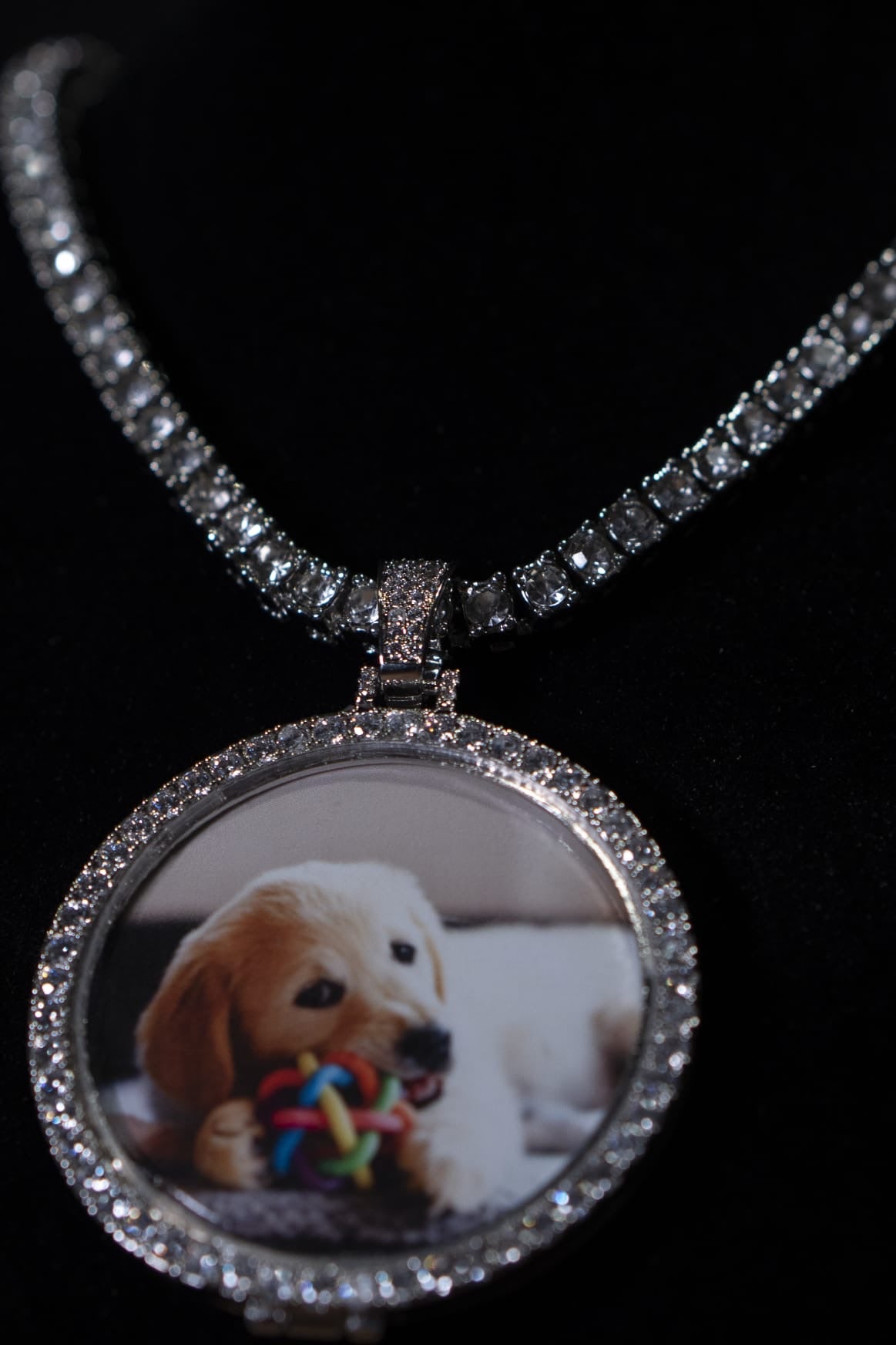 Colar Imagem Personalizavel Ice Round Banhado a Ouro 24K
