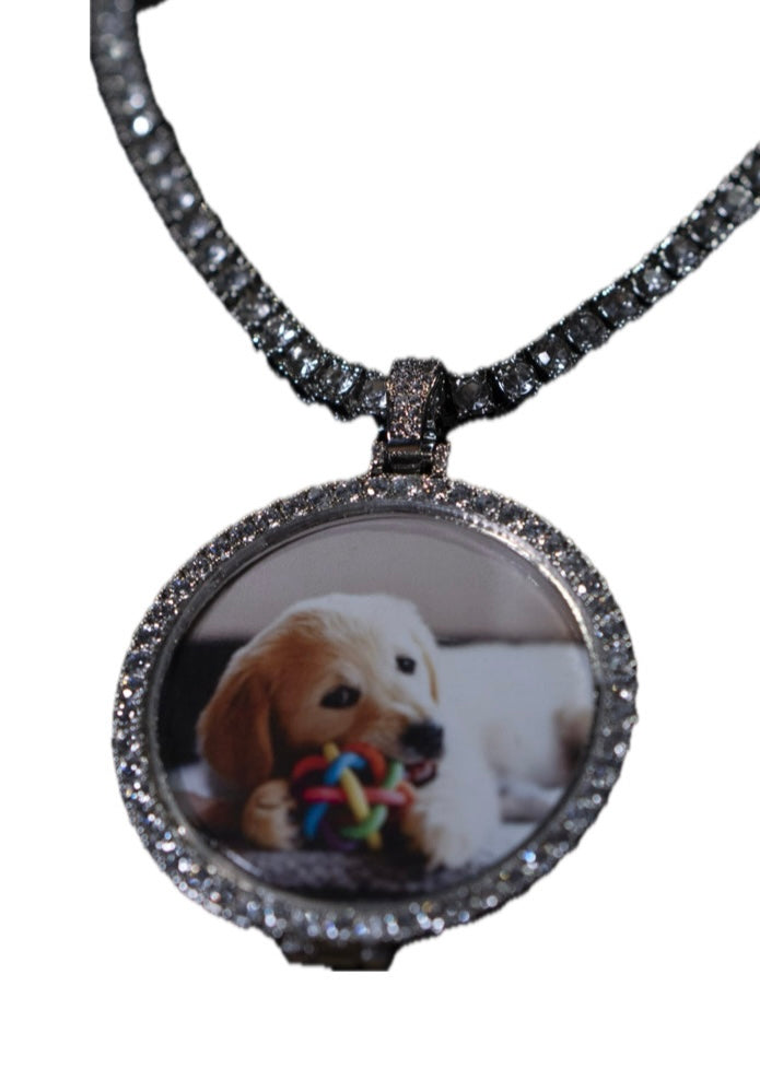 Colar Imagem Personalizavel Ice Round Banhado a Ouro 24K