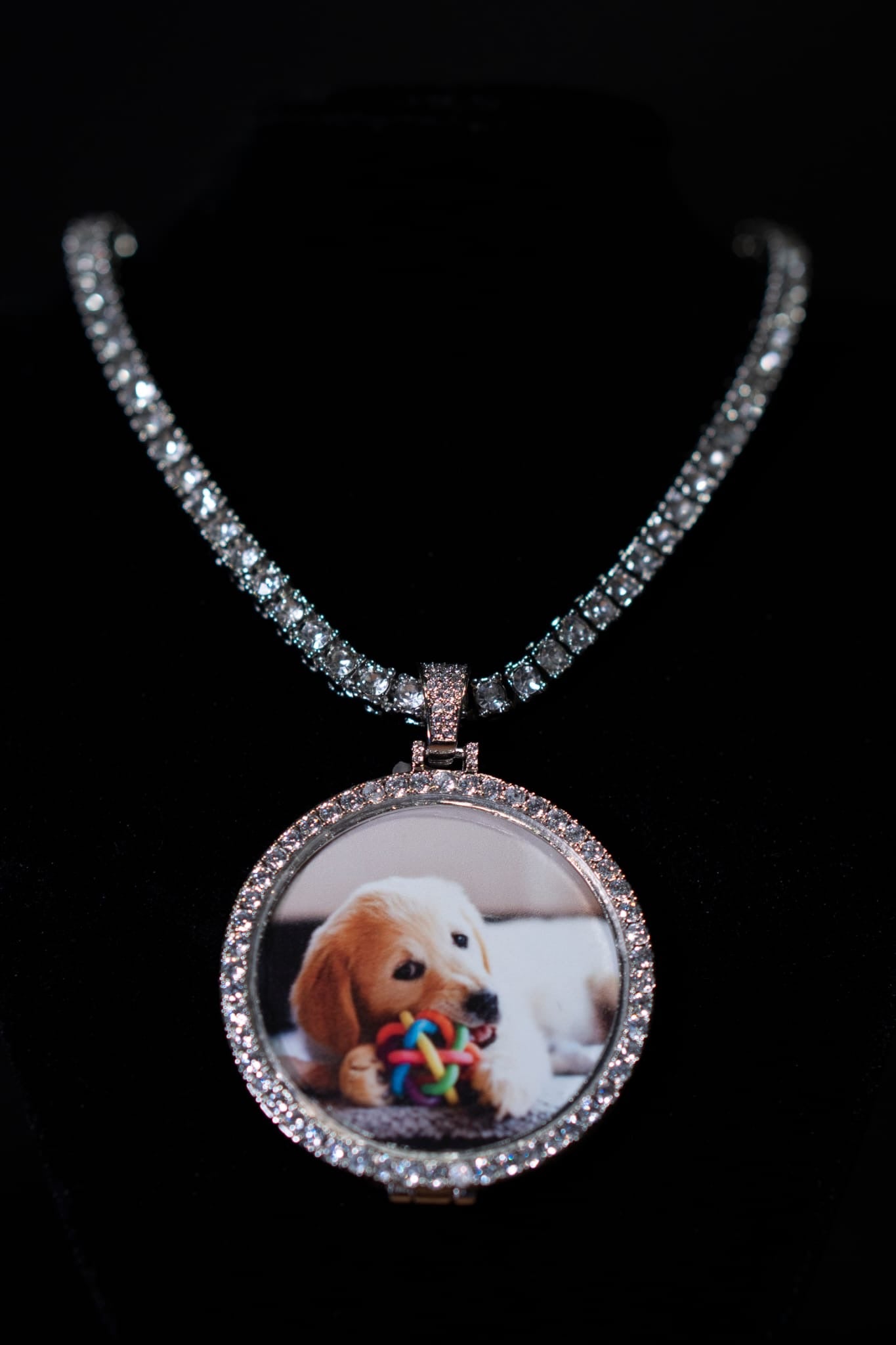Colar Imagem Personalizavel Ice Round Banhado a Ouro 24K