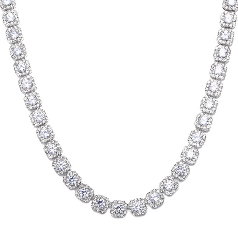 Colar 11mm Tennis Clustered Banhado a Ouro 18K