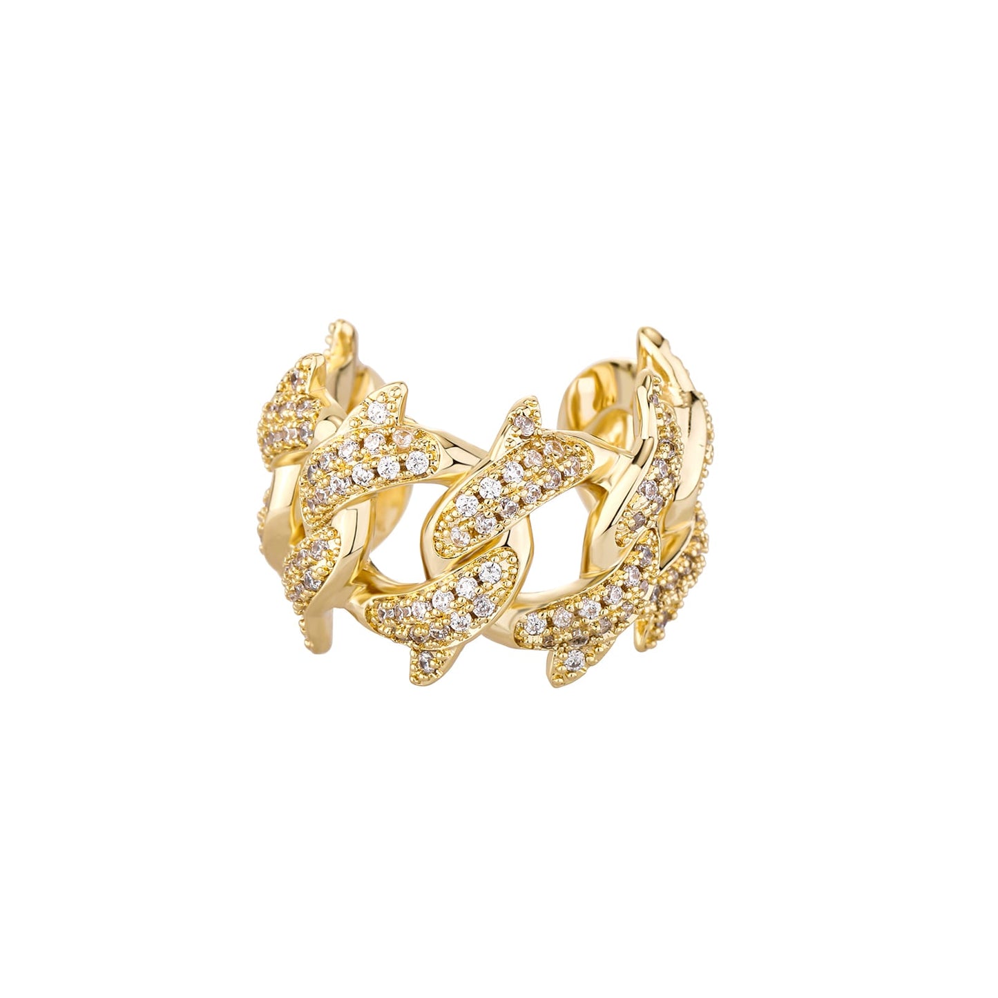 Anel Miami Cuban Spiked Banhado a Ouro 14K