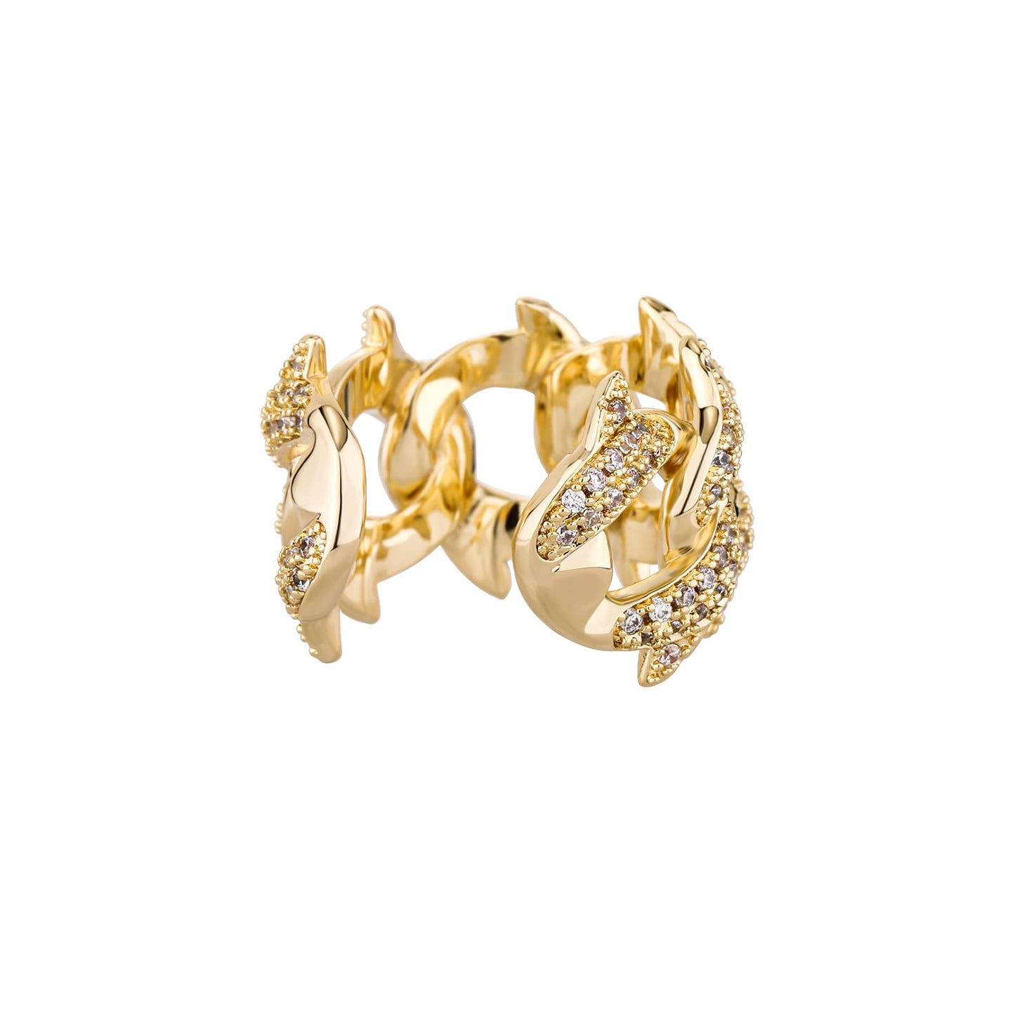 Anel Miami Cuban Spiked Banhado a Ouro 14K
