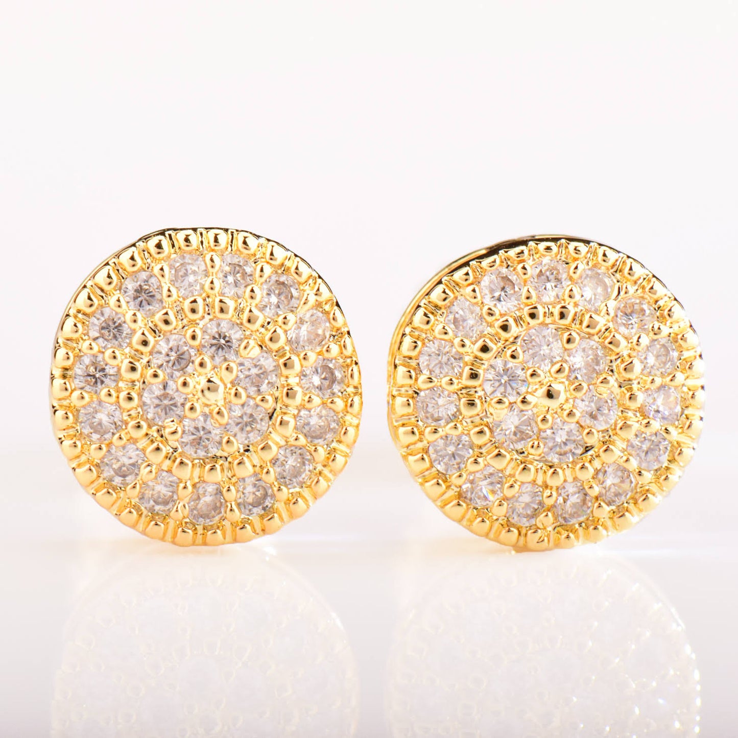 Brincos Round Stud 8mm Banhado a Ouro 24K