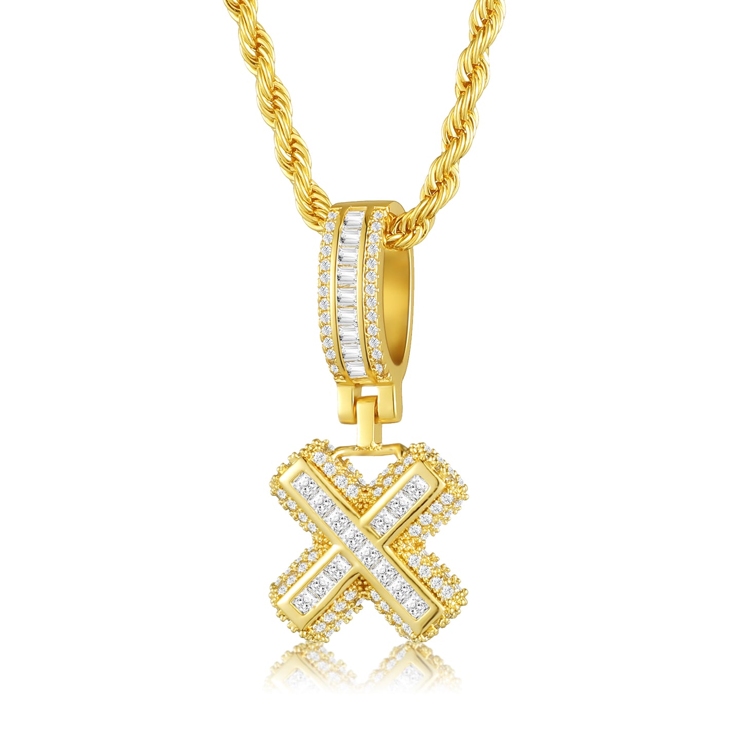 Colar Ice Letter Banhado a Ouro 18K