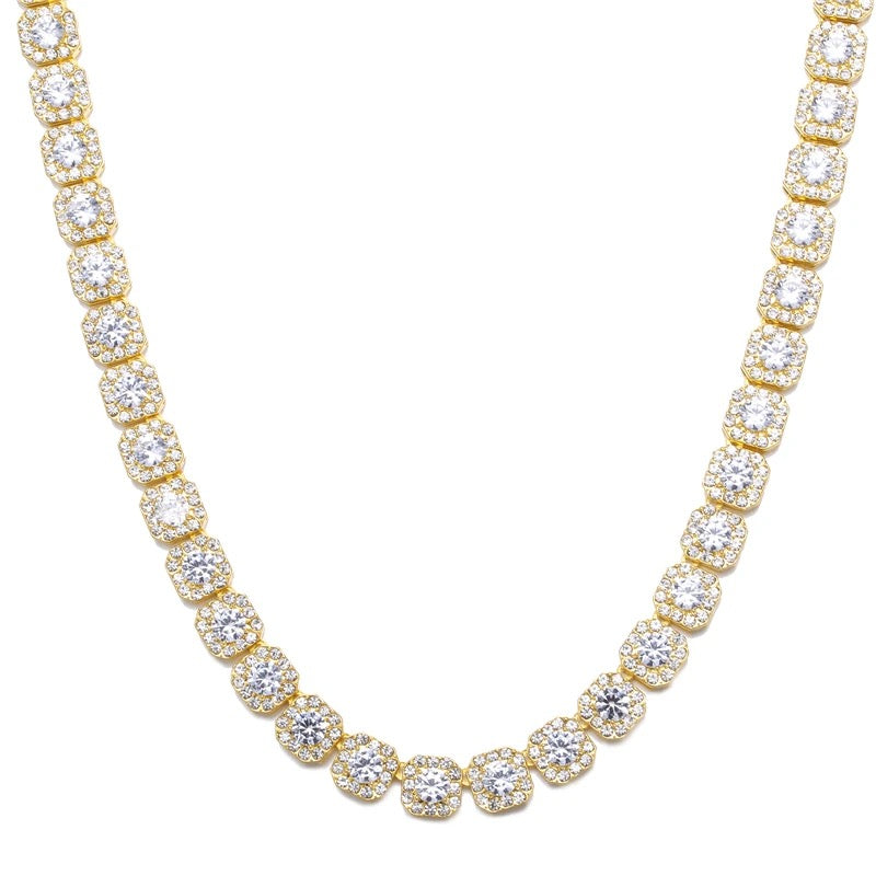 Colar 11mm Tennis Clustered Banhado a Ouro 18K