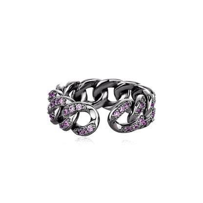 Purple Ice Cuban Ring - Adjustable