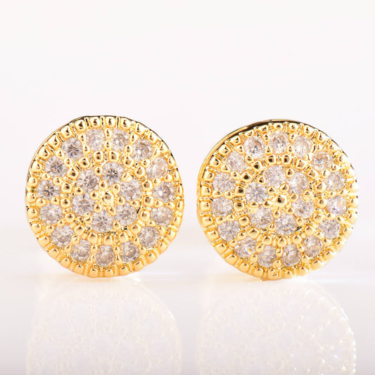 24K Gold Plated 8mm Round Stud Earrings