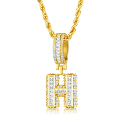 Ice Letter Necklace 18K Gold Plated