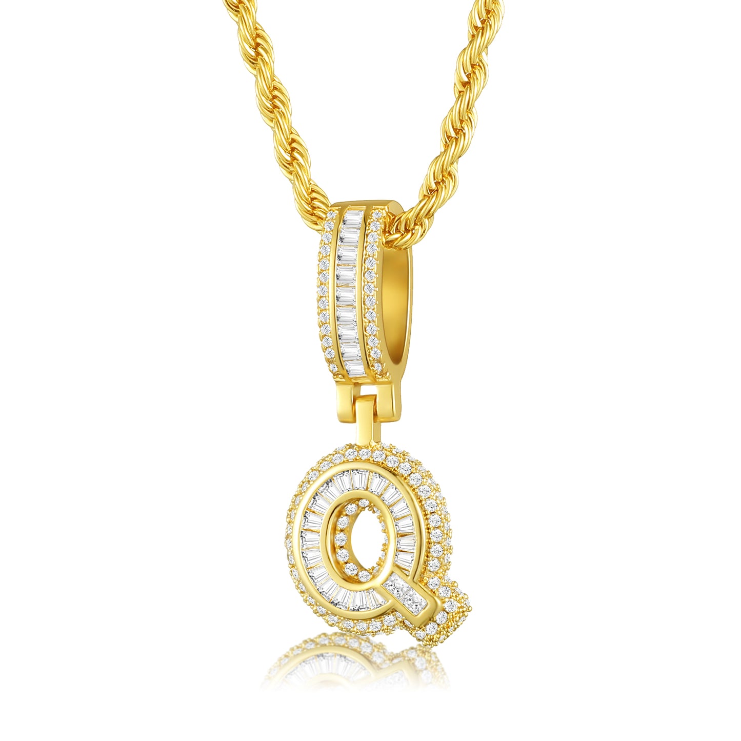 Ice Letter Necklace 18K Gold Plated